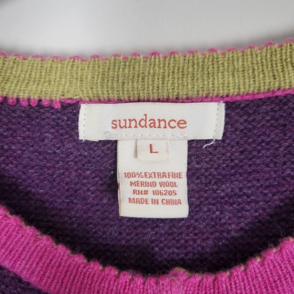 Sundance Tulla 100% Merino Wool Knit Cardigan Sweater Women Large Button Down